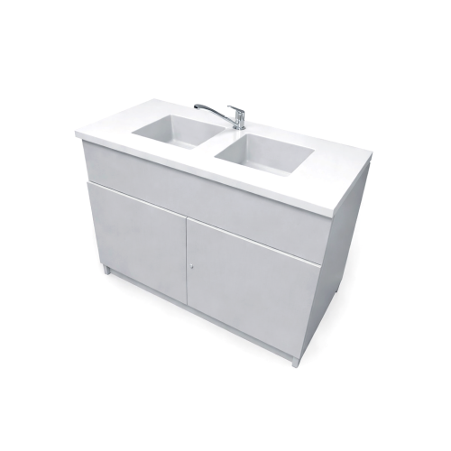 Stolik laboratoryjny dwukomorowy maksi popiel