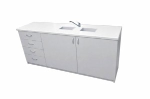 Stolik laboratoryjny pełny szufladowy dwukomorowy mini 195