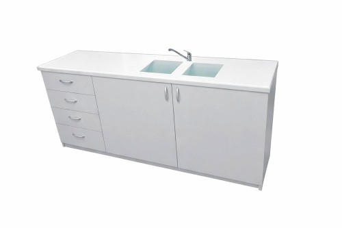 Stolik laboratoryjny pełny szufladowy dwukomorowy maksi 195 popiel