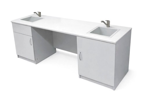 Stolik laboratoryjny podwójny dwukomorowy maksi 195 popiel