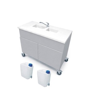 Stolik laboratoryjny mobilny dwukomorowy mini