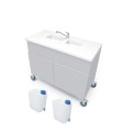 Stolik laboratoryjny mobilny dwukomorowy mini biały
