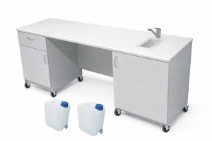 Stolik laboratoryjny podwójny mobilny jednokomorowy mini 195