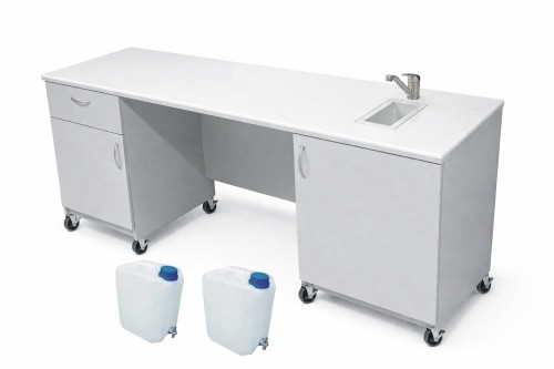 Stolik laboratoryjny podwójny mobilny jednokomorowy mini 195 popiel