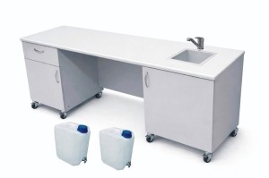 Stolik laboratoryjny podwójny mobilny jednokomorowy maxi 195