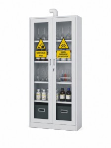 Szafa na odczynniki chemiczne przeszklona z wyciągiem