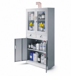 Szafa na odczynniki chemiczne dwuczęściowa z wyciągiem