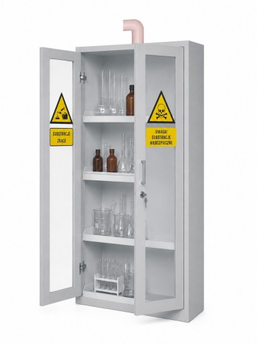 Szafa na odczynniki chemiczne laminowana przeszklona z wyciągiem