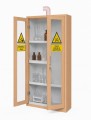 Szafa na odczynniki chemiczne laminowana przeszklona z wyciągiem buk