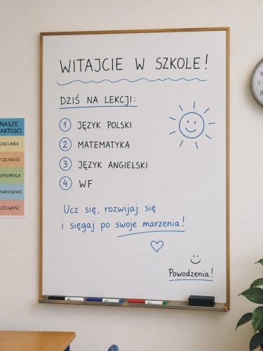 Tablica informacyjna magnetyczna pionowa biała