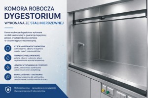 Komora robocza dygestorium wykonana ze stali nierdzewnej