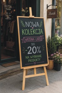 Sztaluga drewniana z tablicą reklamową 