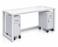 Stolik laboratoryjny na stelażu metalowym z szafkami mini popiel