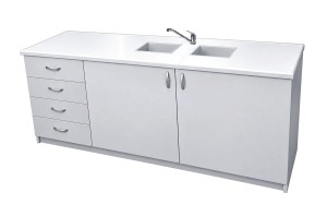 Stolik laboratoryjny pełny szufladowy dwukomorowy mini 195
