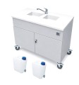 Stolik laboratoryjny mobilny dwukomorowy mini biały