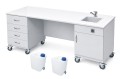 Stolik laboratoryjny podwójny mobilny szufladowy jednokomorowy maksi 195 biały