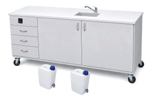 Stolik laboratoryjny pełny mobilny szufladowy mini 195
