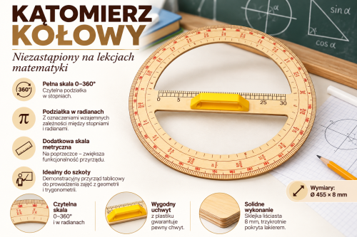 Kątomierz kołowy krawiecki reklama