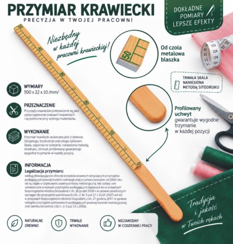 Przymiar krawiecki bławatny 0.5m