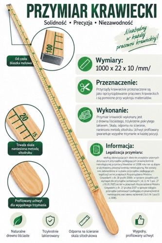 Przymiar krawiecki bławatny 1m