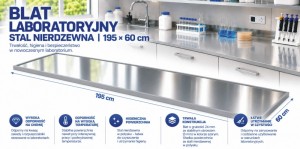 Blat laboratoryjny stal nierdzewna 195