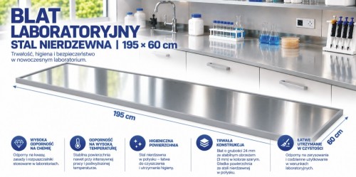 Blat laboratoryjny stal nierdzewna 195