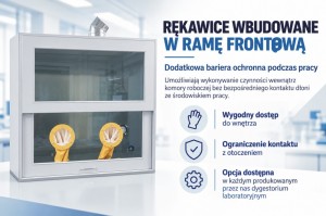 Rękawice wbudowane w ramę frontową dygestorium