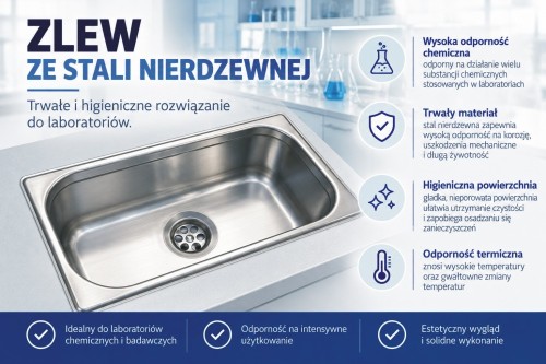 Zlew ze stali nierdzewnej dygestorium