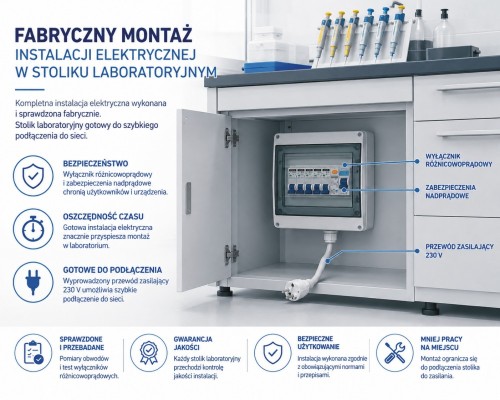 Instalacja elektryczna stolika laboratoryjnego