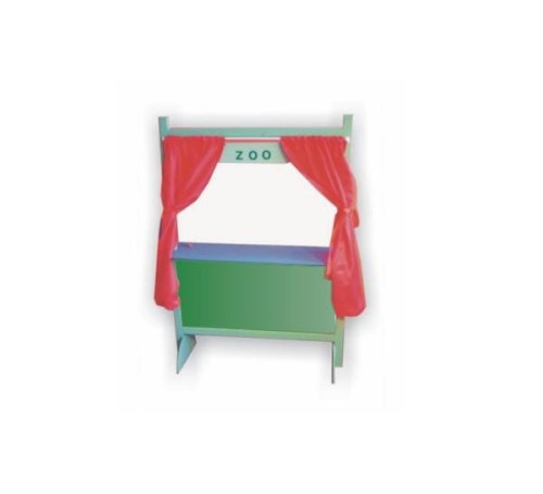 Scenka kukiełkowa z zieloną tablicą stacjonarna